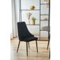 AKORD SJ.054 Glamour Bársony Étkezőszék Fekete Steppelt 2xCSJ.054-BL