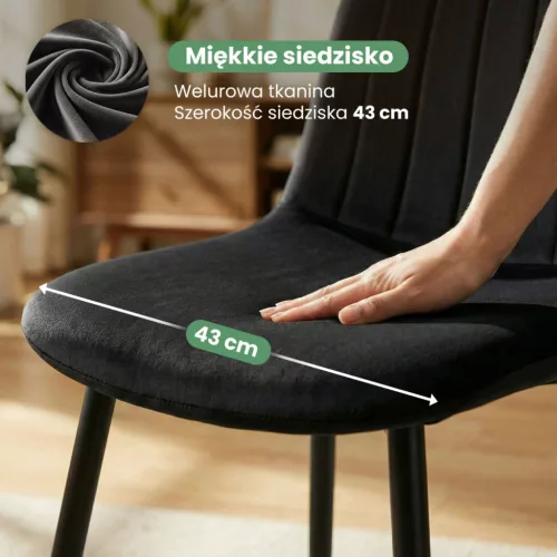 AKORD LUMO Kárpitozott Szék Welúr Fekete Fekete Lábakkal