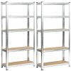 Fancy Garden Garázs Fém Polcrendszer Ezüst 70x30x154 MDF Polcokkal