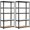 Fancy Garden Garázs Fém Polcrendszer Acél/MDF Fekete 175kg Teherbírás 2xREGMET8040180CZA
