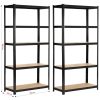 Fancy Garden Garázs Fém Polcrendszer Acél/MDF Fekete 175kg Teherbírás 2xREGMET8040180CZA
