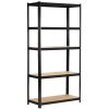 Fancy Garden Garázs Fém Polcrendszer Acél/MDF Fekete 175kg Teherbírás 2xREGMET8040180CZA