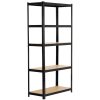 Fancy Garden Garázs Fém Polcrendszer Acél/MDF Fekete 175kg Teherbírás 2xREGMET8040180CZA