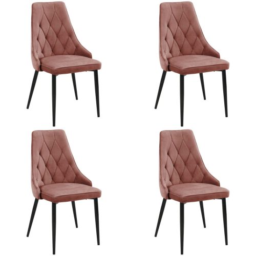 AKORD SJ.054 Glamour Bársony Étkezőszék Rózsaszín Steppelt 4xCSJ.054-P