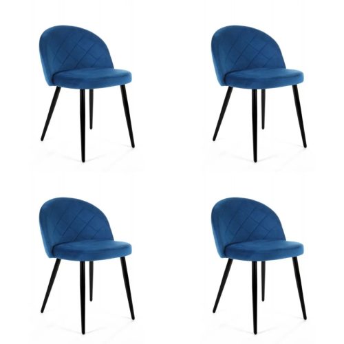 AKORD SJ.077 Bársony Étkezőszék Tengerészkék Steppelt 4 darabos szett