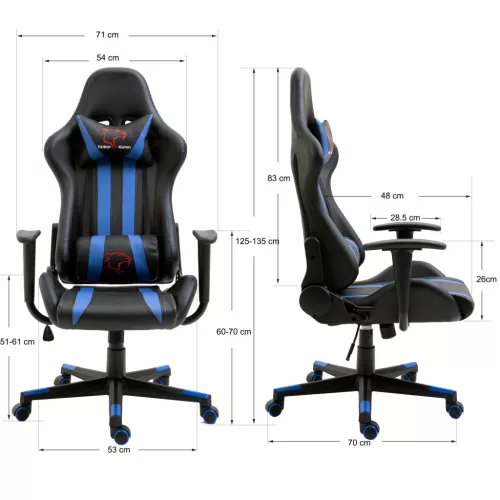 Furniture 4 Gamers FG33 Gamer Szék Műbőr Fekete-Kék Ergonomikus