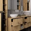 AKORD VAMI W90 Tükrös Fürdőszobai Fali Szekrény Artisan Tölgy-Szürke