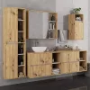 AKORD VAMI W90 Tükrös Fürdőszobai Fali Szekrény Artisan Tölgy/Kasmír