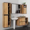 AKORD VAMI Tükrös Fürdőszobai Fali Szekrény Craft Tölgy/Fekete 90cm