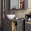 AKORD VAMI W90 Tükrös Fürdőszobai Fali Szekrény Grafit Szürke Artisan Tölgy