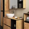 AKORD VAMI W50 Fali Fürdőszobai Szekrény Craft Tölgy-Fekete
