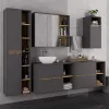 AKORD VAMI W50 Fali Fürdőszobai Szekrény Grafit Szürke Artisan Tölgy