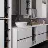 AKORD VAMI W50 Fali Fürdőszobai Szekrény Fehér-Grafit 2 Ajtós