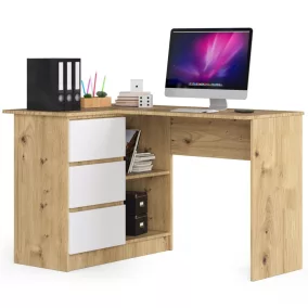   AKORD CLP Sarok Íróasztal Laminált Artisan Tölgy Fehér Bal