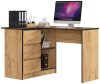 AKORD B16 Sarok Íróasztal 124 cm 3 Fiókos Craft Tölgy