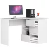 AKORD B16 Sarok Számítógépasztal 124 cm Fehér Magasfényű 3 Fiókos