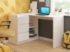 AKORD B16 Sarok Számítógépasztal 124 cm Fehér Matt/Magasfényű 3 Fiókos