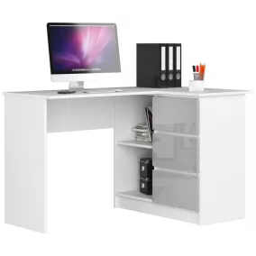   AKORD B16 Sarok Számítógépasztal 124 cm Fehér Magasfényű Metál