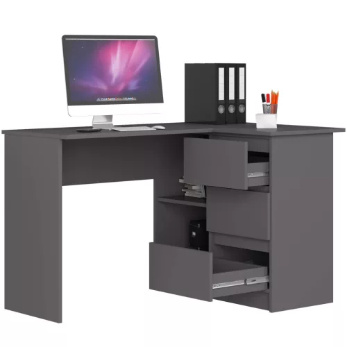 AKORD CLP B16 Sarok Íróasztal Laminált Grafitszürke