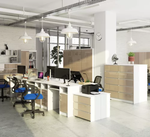 AKORD Ana Laminált Számítógépasztal Fehér Cappuccino Magasfényű