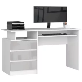 CLP ÍRÓASZTAL 135cm FEHÉR / METÁL MAGASFÉNYŰ