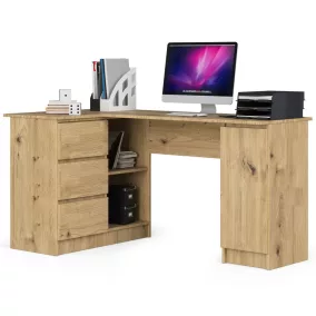   AKORD B20 Sarok Íróasztal Artisan Tölgy 155 cm Bal Oldali 3 Fiókos