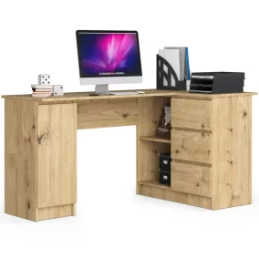 AKORD B20 Sarok Íróasztal Artisan Tölgy 155 cm 3 Fiókos
