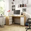 AKORD B20 Sarok Íróasztal Artisan Tölgy Fehér 155 cm Balos 3 Fiókos