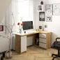   AKORD B20 Sarok Íróasztal Artisan Tölgy-Fehér 155 cm 3 Fiókos