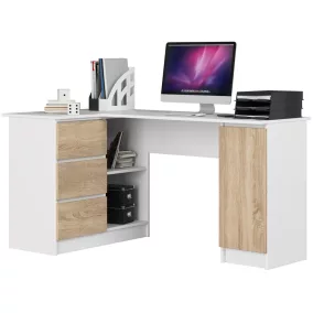   AKORD CLP B20 Sarok Íróasztal Laminált Fehér Sonoma Baloldali