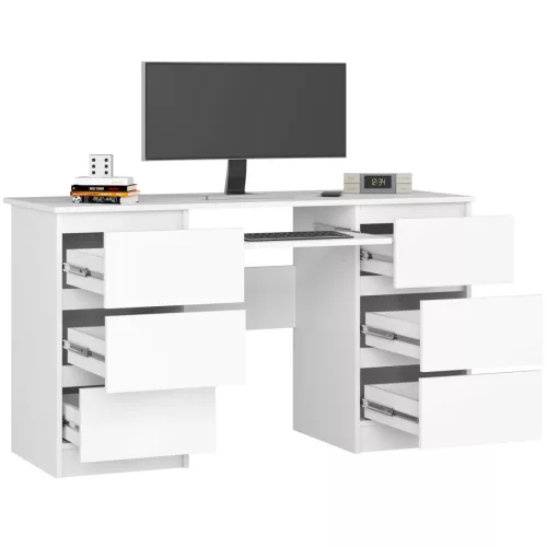 AKORD A-11 Számítógépes Íróasztal 6 Fiókos Fehér Laminált