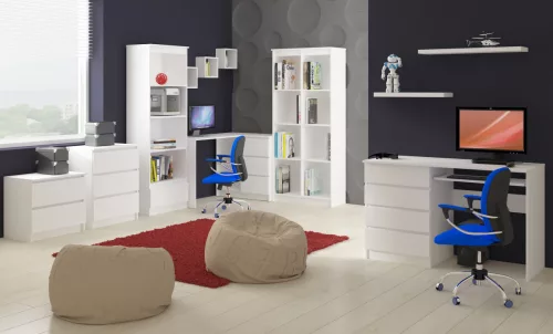 AKORD A-11 Számítógépes Íróasztal 6 Fiókos Fehér Laminált