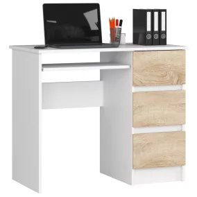   AKORD CLP A-6 Számítógépasztal Laminált Fehér/Sonoma 90cm Jobbos