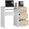 AKORD CLP A-6 Számítógépasztal Laminált Fehér/Sonoma 90cm Jobbos