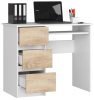 AKORD CLP A-6 Számítógépasztal Laminált Fehér/Sonoma Tölgy Bal Oldali 90cm