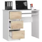   AKORD CLP A-6 Számítógépasztal Laminált Fehér/Sonoma Tölgy Bal Oldali 90cm