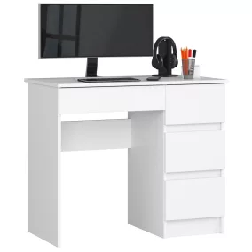 AKORD A-7 Fehér Számítógépasztal 4 Fiókos Jobbos 90cm