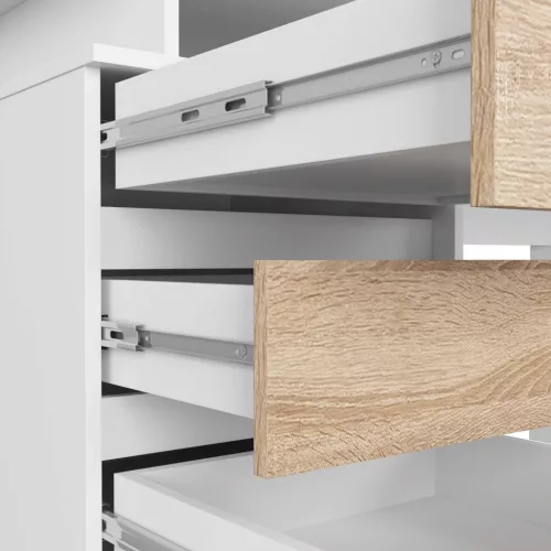 AKORD CLP Íróasztal Laminált Fehér Sonoma 135cm Kihúzható Billentyűzettartóval