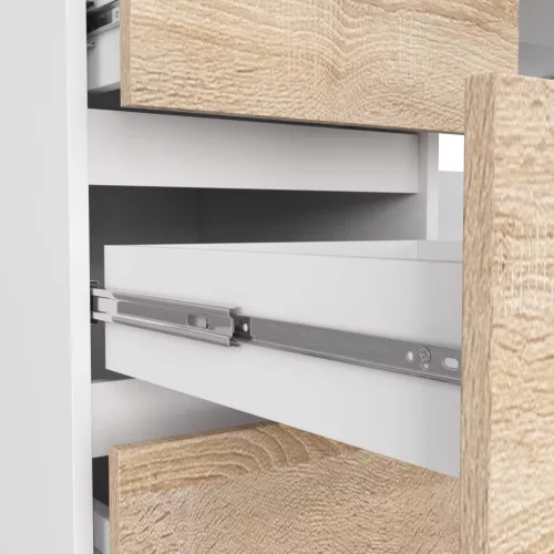 AKORD A-11 Számítógépasztal 6 Fiókos Fehér Sonoma Tölgy 135 cm