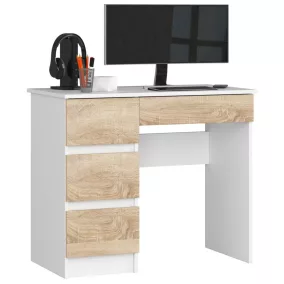   AKORD CLP A-7 Számítógépasztal Laminált Fehér-Sonoma Balkezes