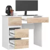 AKORD CLP A-7 Számítógépasztal Laminált Fehér-Sonoma Balkezes