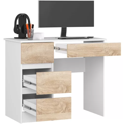 AKORD CLP A-7 Számítógépasztal Laminált Fehér-Sonoma Balkezes