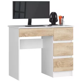 AKORD A-7 Számítógépasztal 90 cm Jobbos Fehér/Sonoma