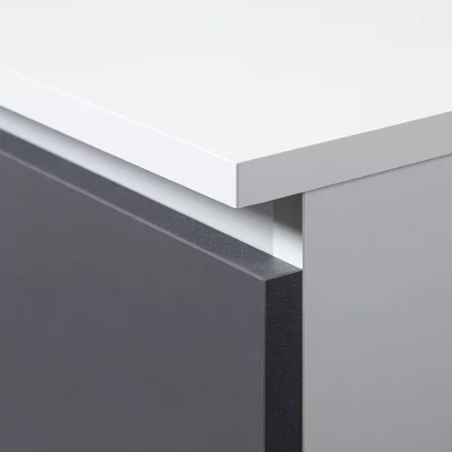 AKORD CLP A-7 Számítógépasztal Laminált Fehér-Szürke Balkezes 4-Fiókos