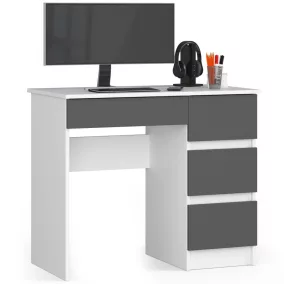   AKORD A-7 Kompakt Számítógépasztal Laminált Fehér-Grafitszürke