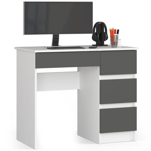 AKORD A-7 Kompakt Számítógépasztal Laminált Fehér-Grafitszürke