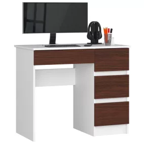 A-7 Számítógépasztal 90 cm Jobb Fehér / Wenge
