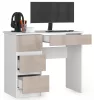 AKORD A-7 Számítógépasztal Laminált Fehér-Cappuccino Magasfényű 90 cm