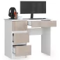 AKORD A-7 Számítógépasztal Laminált Fehér-Cappuccino Magasfényű 90 cm