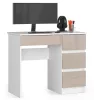 AKORD A-7 Számítógépasztal Laminált Fehér-Cappuccino Magasfényű 90 cm